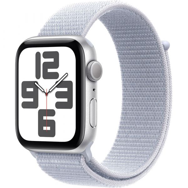 Apple Watch SE (2024) GPS 44mm Alumínio Silver c/ Bracelete Loop Blue Cloud