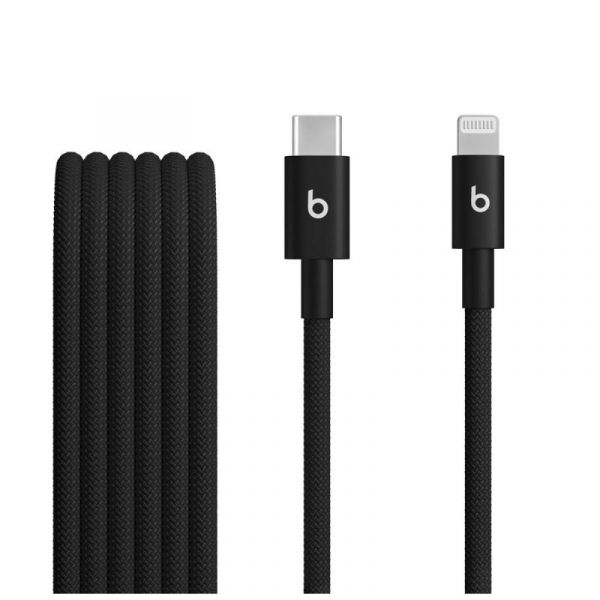 Cabo Apple Beats Lightning USB C 1,5 m Malha Preto Conexão Rápida
