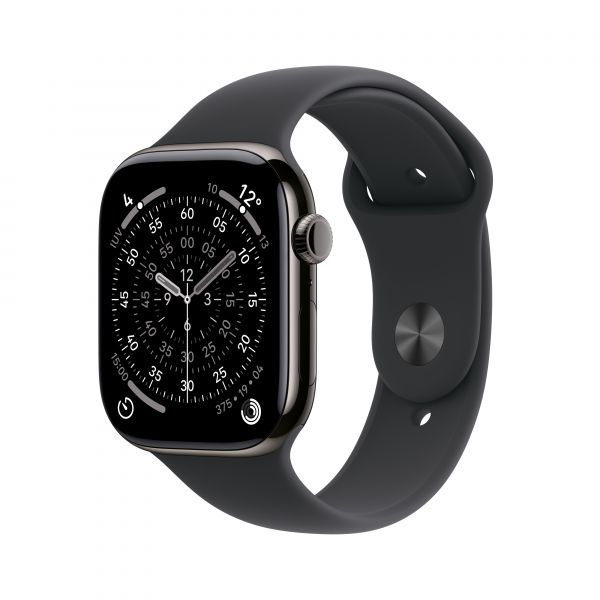 Apple Watch Series 11 GPS + Cellular 46mm Titânio Ardósia c/ Bracelete Desportiva Preta M/L