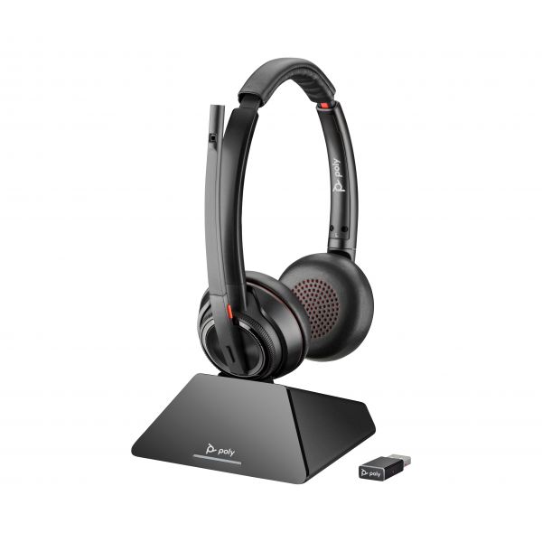 HP Savi 8220 UC S8220-m C Auscultadores VoIP Sem Fios Stereo com USB-A DECT 1880-1900 MHz ANC e Certificado para Microsoft Teams