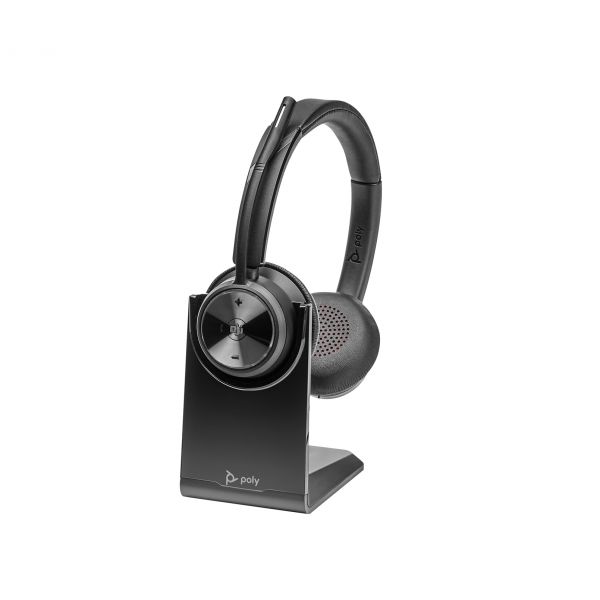 Poly Savi 7320 UC Stereo On-Ear DECT ANC Wireless USB-C Charging Base Black