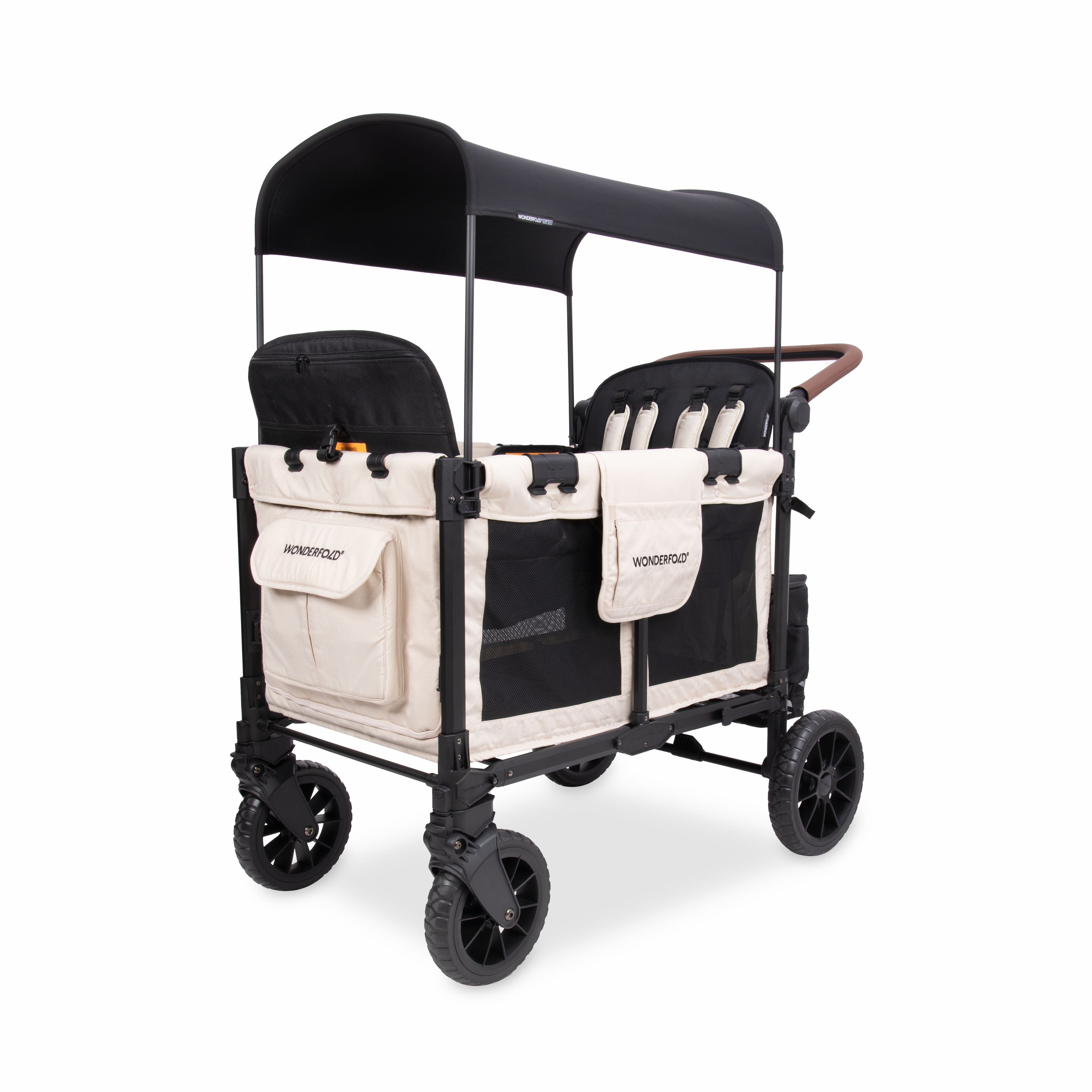 Carrinho de Bebé W4 Luxe Pro de 4 Lugares - Bege Areia