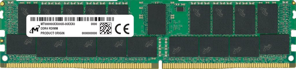 Micron Módulo de Memória RAM, 64 GB, 1600 MHz, PC4-3200, 288-Pins DDR4 SDRAM RDIMM, RDIMM do servidor, 8G x 72 bits