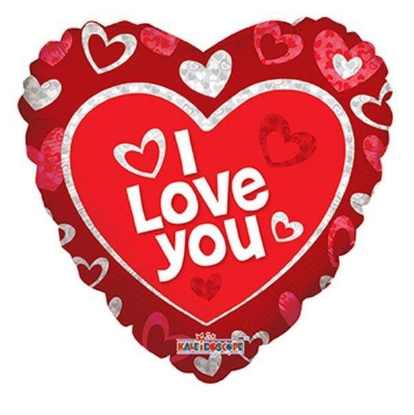 Kaleidoscope Balão Foil 18" i Love You Corações Brancos - 140019400