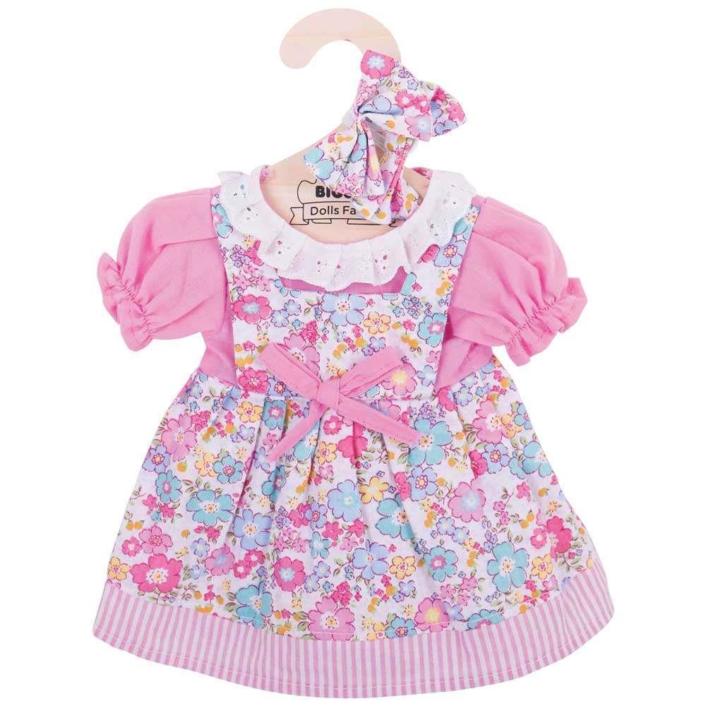 Roupa de Boneca Vestido Florido Rosa 38cm