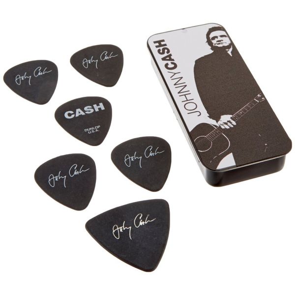 Dunlop Caixa em metal com 6 palhetas JCPT02H Johnny Cash Legend