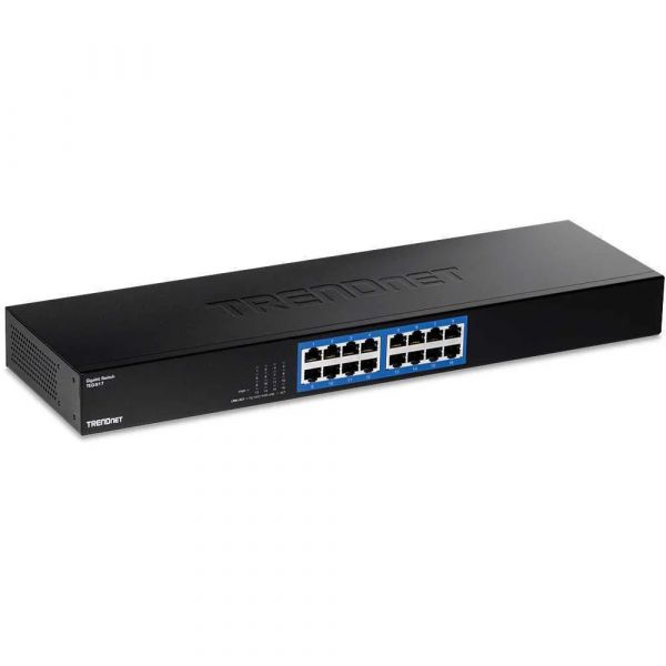 Switch Trendnet TEG-S17 Gigabit Ethernet 16 portas montagem rack full duplex sem ventoinha