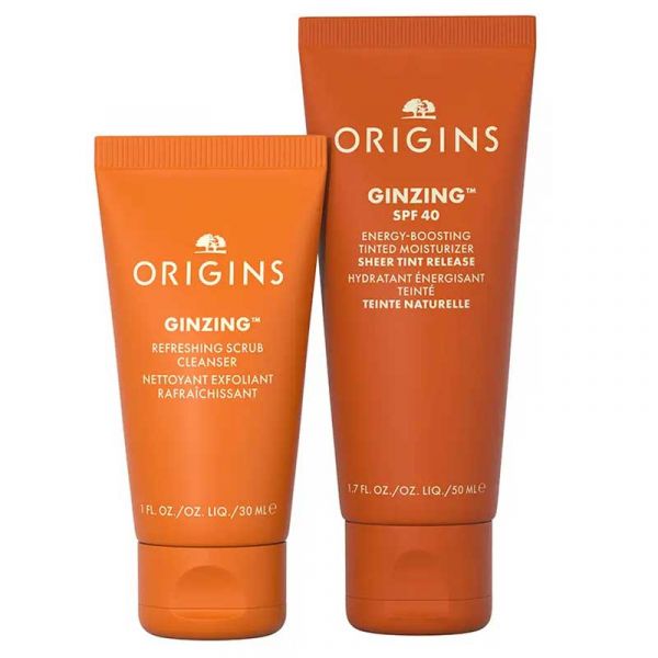 Origins GinZing Energizing Tinted Moisturizer SPF40 50ml + Refreshing Scrub Cleanser 30ml Coffret