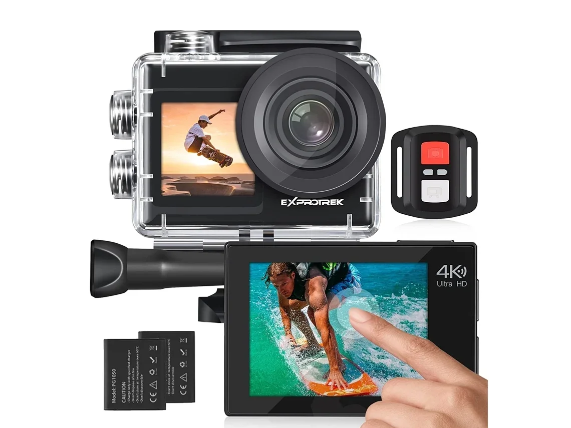 Câmara Desportiva 4K 60FPS Duplo Ecrã Touch com Acessórios