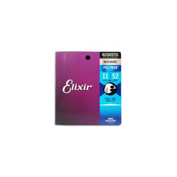 Elixir Jogo de Cordas 11025 Guitarra Acústica Bronze Polyweb Extra Light