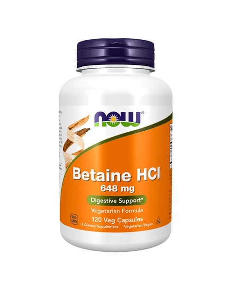 Betaine HCI 648mg - 120 Cápsulas - Now Foods
