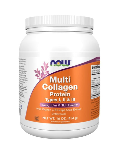 Multi Collagen Protein Types I, II & III Powder - 454 grs - Now Foods