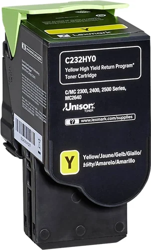 Lexmark C2325/C2425/C2535/MC2325/MC2425/MC2535/MC2640 Amarelo Cartucho de Toner Original – C232HY0