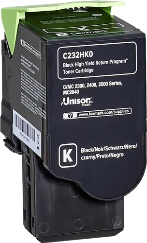 Lexmark C2325/C2425/C2535/MC2325/MC2425/MC2535/MC2640 Preto Cartucho de Toner Original – C232HK0