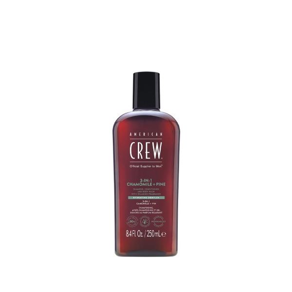 American Crew 3 In 1 Chamimile + Pine 3 em 1 Champô, Condicionador e Gel de Banho 250ml