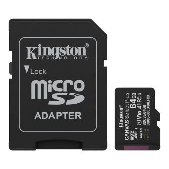 Cartão Memória Kingston Canvas Select Plus Gen3 150MB/s A1 MicroSD 64GB + Adaptador SD