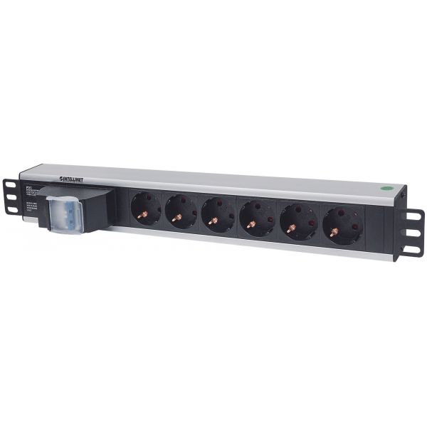 Intellinet 711432 PDU Rackmount 6-Way German Type Duplo Air Switch 19" 1.5U