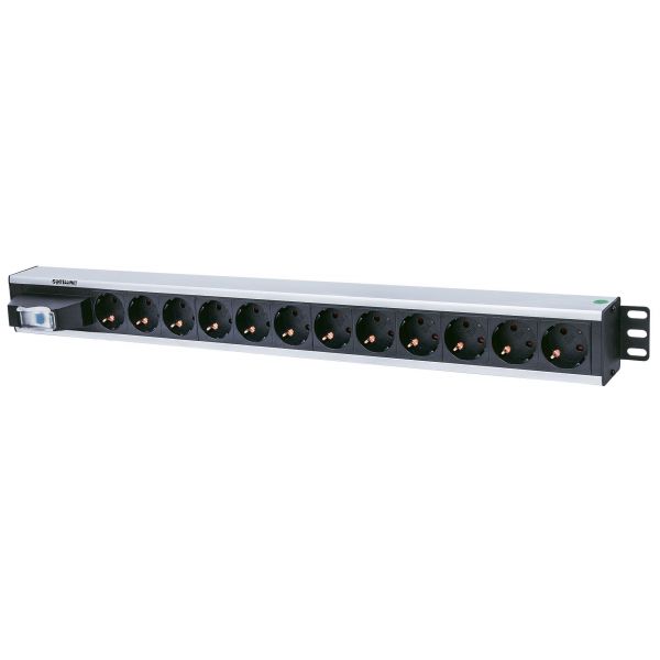 Intellinet 711449 Régua de tomadas Vertical Rackmount 12-Way German Type Air Switch 1.6m cabo preto