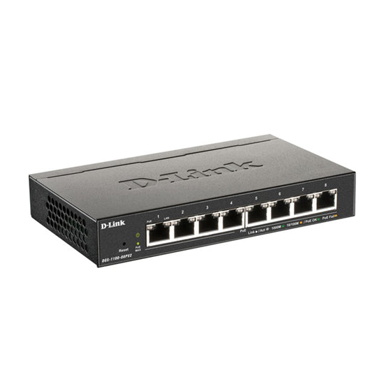 Switch D-Link 8 Portas 10/100/1000 Mbps PoE Preto - DGS-1100-08PV2