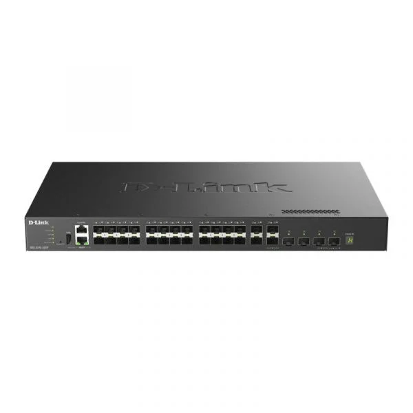 D-Link DXS-3410-32SY 28 SFP+ Switch 4 SFP28 L3 760Gbps Empilhável Gestão Avançada