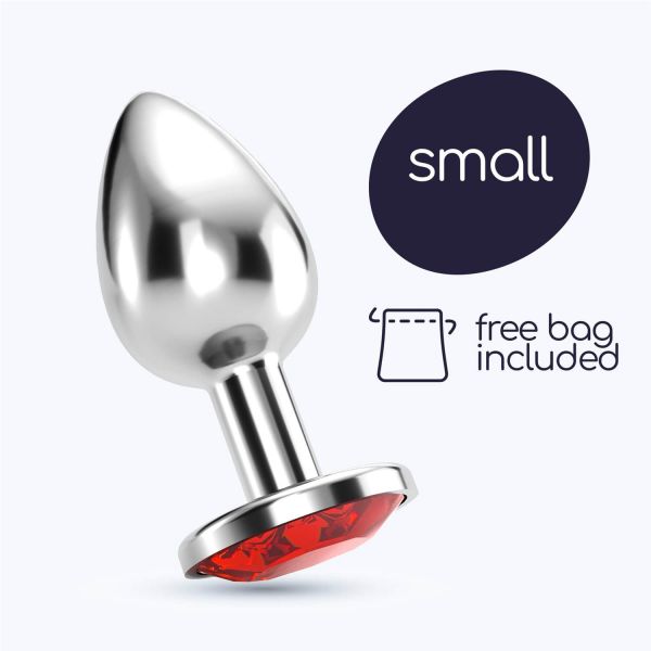 Crushious Plug Anal Jóia Bijou Vermelho Pequeno com Bolsa Aveludada PR2010370873