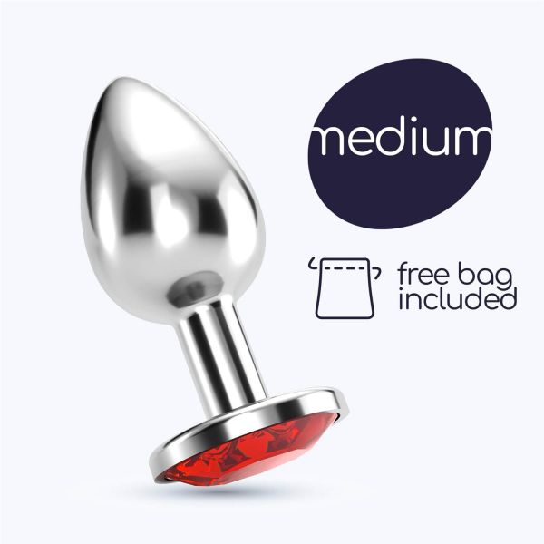 Crushious Plug Anal Jóia Bijou Vermelho Médio com Bolsa Aveludada PR2010370874