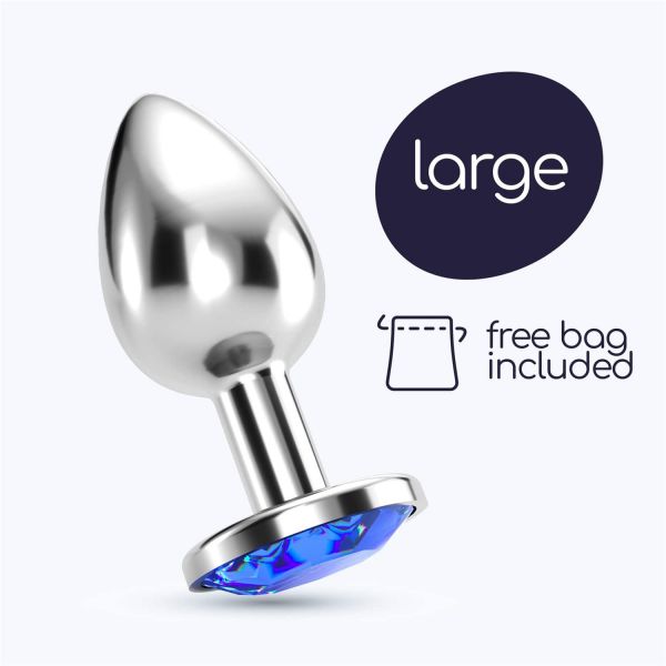 Crushious Plug Anal Jóia Bijou Azul Grande com Bolsa Aveludada PR2010370878