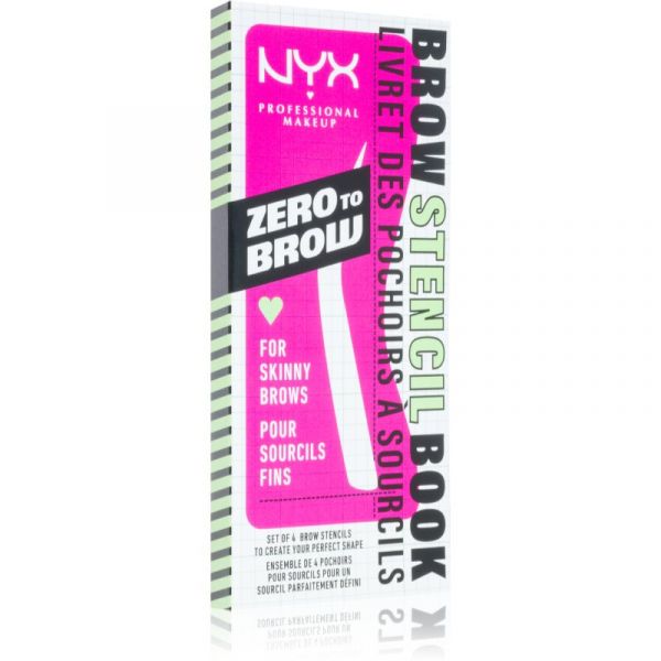 Nyx Professional Makeup Zero To Brow Stencil Book Modelos para Sobrancelhas 01 Thin 4 Unidades