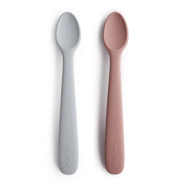 Mushie Conjunto 2 Colheres Silicone - Stone/Cloudy Mauve - MSS-200SCM