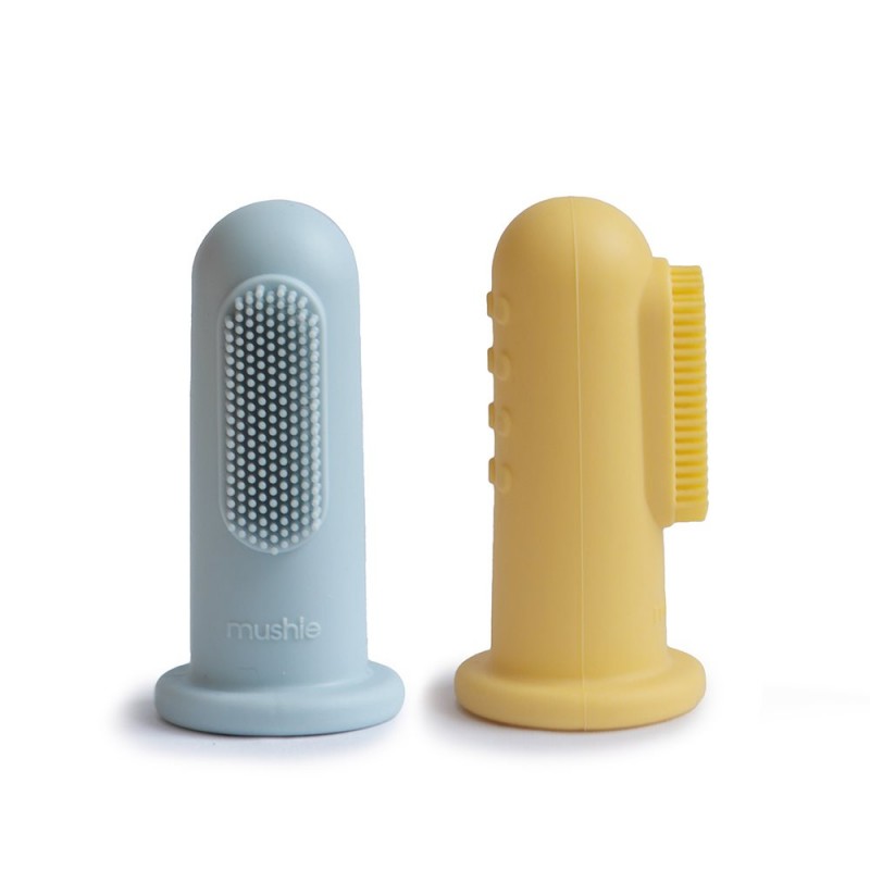 Mushie Escova de Dedo Silicone - Azul e Amarelo