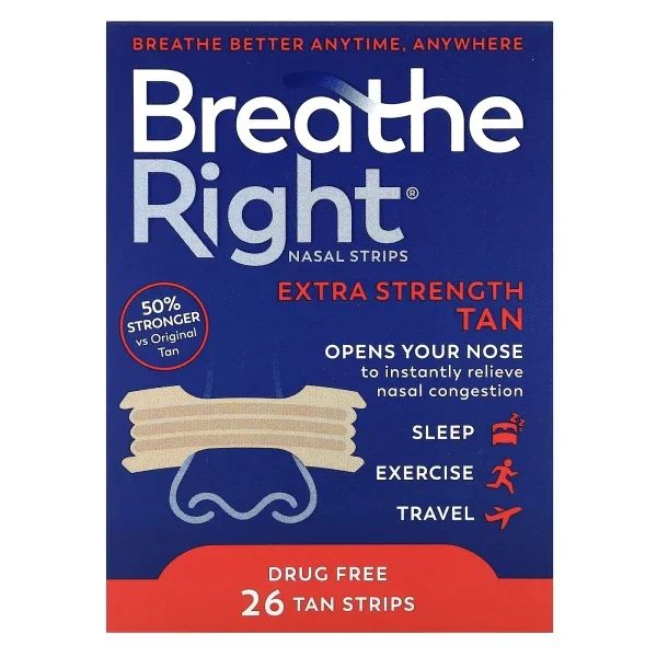 Breathe Right Tiras Nasais Extra Forte Bege 8 Unidades