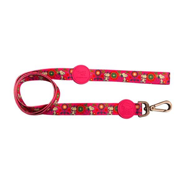 Zooz Pets Trela Pink Flower Oficial Snoopy XS