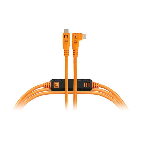 Tether Tools TetherPro Optima Cabo USB-C 10G Direito a Curvo 4.6m Laranja