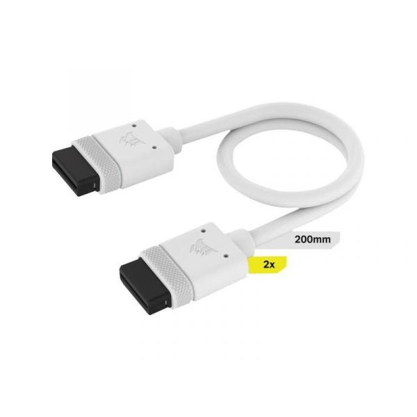 Corsair iCUE LINK Cabo 2x 200mm com Conectores Retos Branco
