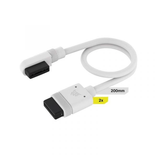 Corsair iCUE LINK Cabo 2x 200mm com Conectores Retos/Slim 90° Branco