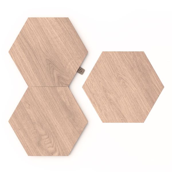 Iluminação Ambiente Nanoleaf Elements Hexagons Wood Look Wi-Fi Modular Room Decor & Gaming - Expansion Pack (3 Painéis) NL52-E-0001HB-3PK