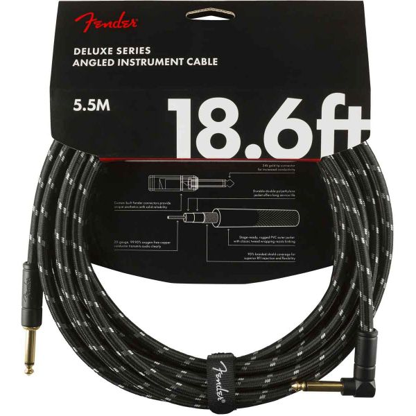 Fender Angle Cable Deluxe Series 5,5m Jack/jack Black Tweed