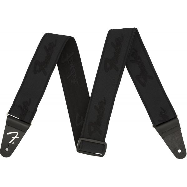 Fender Weightless Running Logo Guitar Strap - Black/Black