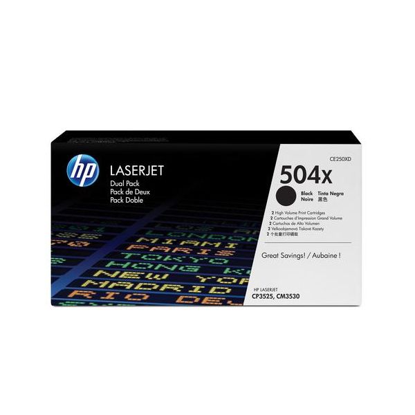 Tinteiro HP 504X Black CE250XD - Pack 2
