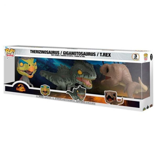 Funko POP! Movies: Jurassic World Dominion - Therizinosaurus, Giganotosaurus e T. Rex #4-Pack