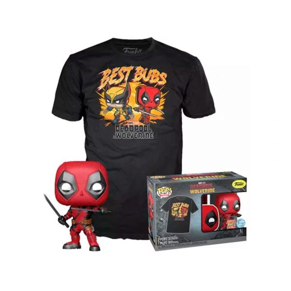 Funko POP! Marvel: Deadpool & Wolverine - Conjunto de Camiseta (Tamanho S, Preto)