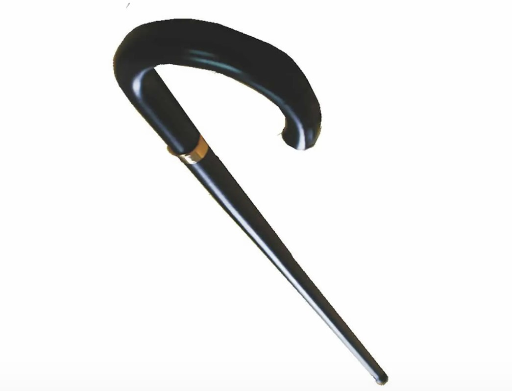 Bengala madeira cabo curvo com anilha.(PRETO) (PRETO)