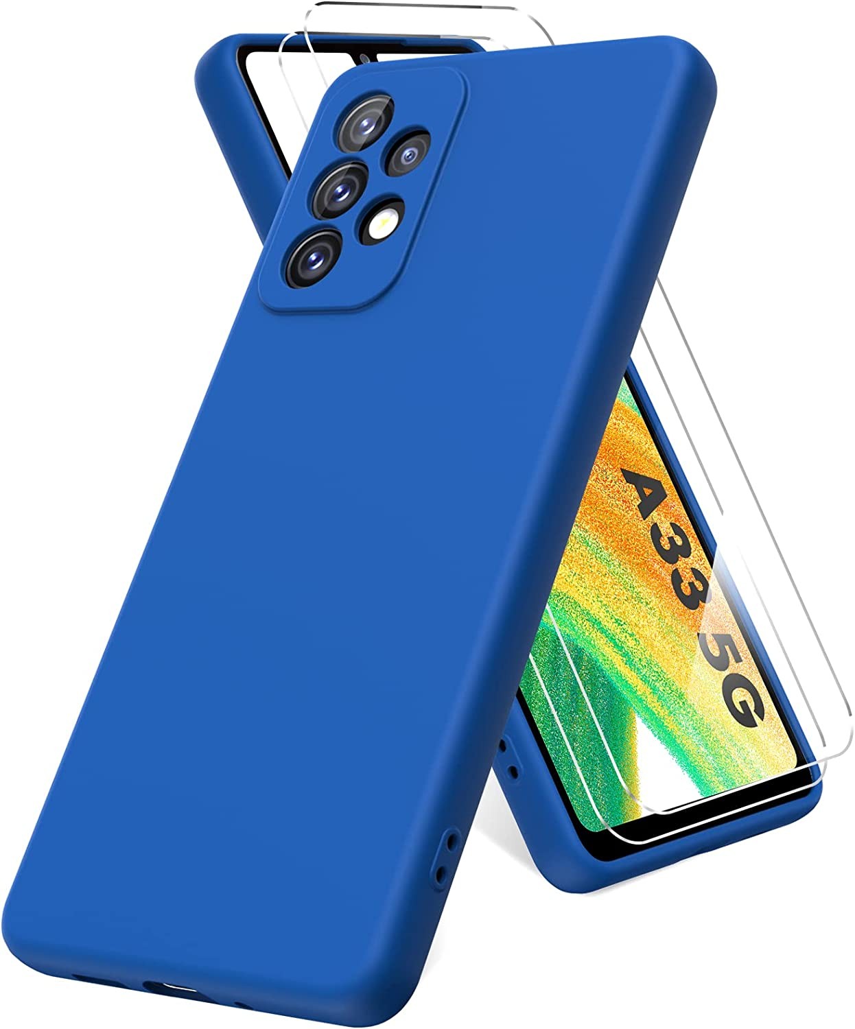 Capa Silicone Azul Samsung Galaxy A33 5G com 2 películas vidro temperado