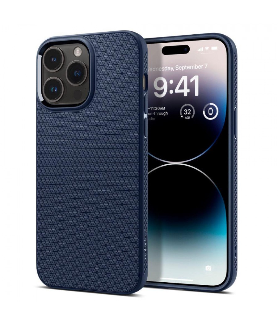 Spigen Capa iPhone 14 Pro Liquid Air Mate Azul Marinho