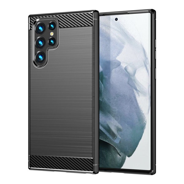 Capa Silicone Carbon Samsung Galaxy S23 Ultra Preto
