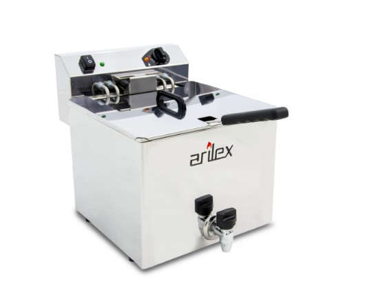 Fritadeira Elétrica Trifásica 12L c/Contator e Torneira 355x495x325