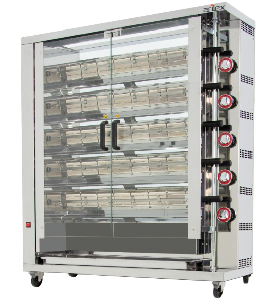 Grelhador Vertical a gás De 5 Espetos (não incluídos) com base 1160x450x1420