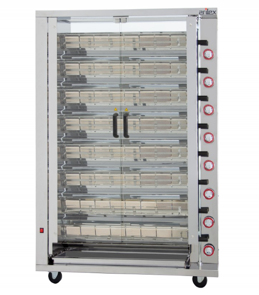 Grelhador Vertical a gás De 8 Espetos com base 1160x450x1775