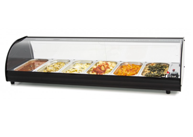Vitrine aquecida de capacidade 6 GN1/3 C/luz