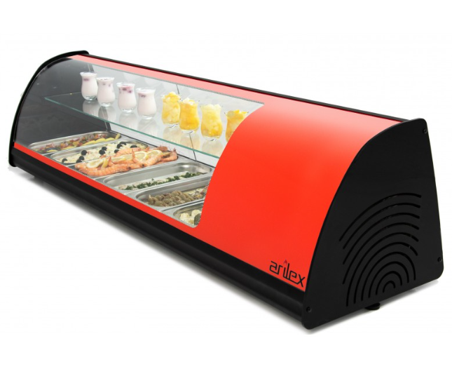Vitrine refrigeradas 6 bandejas c/2 camadas GN1/3 Vermelha